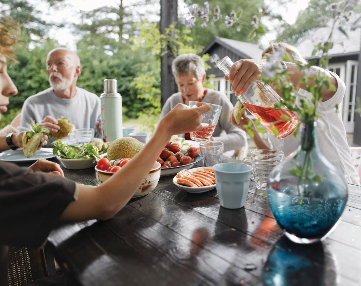 people eating outdoors